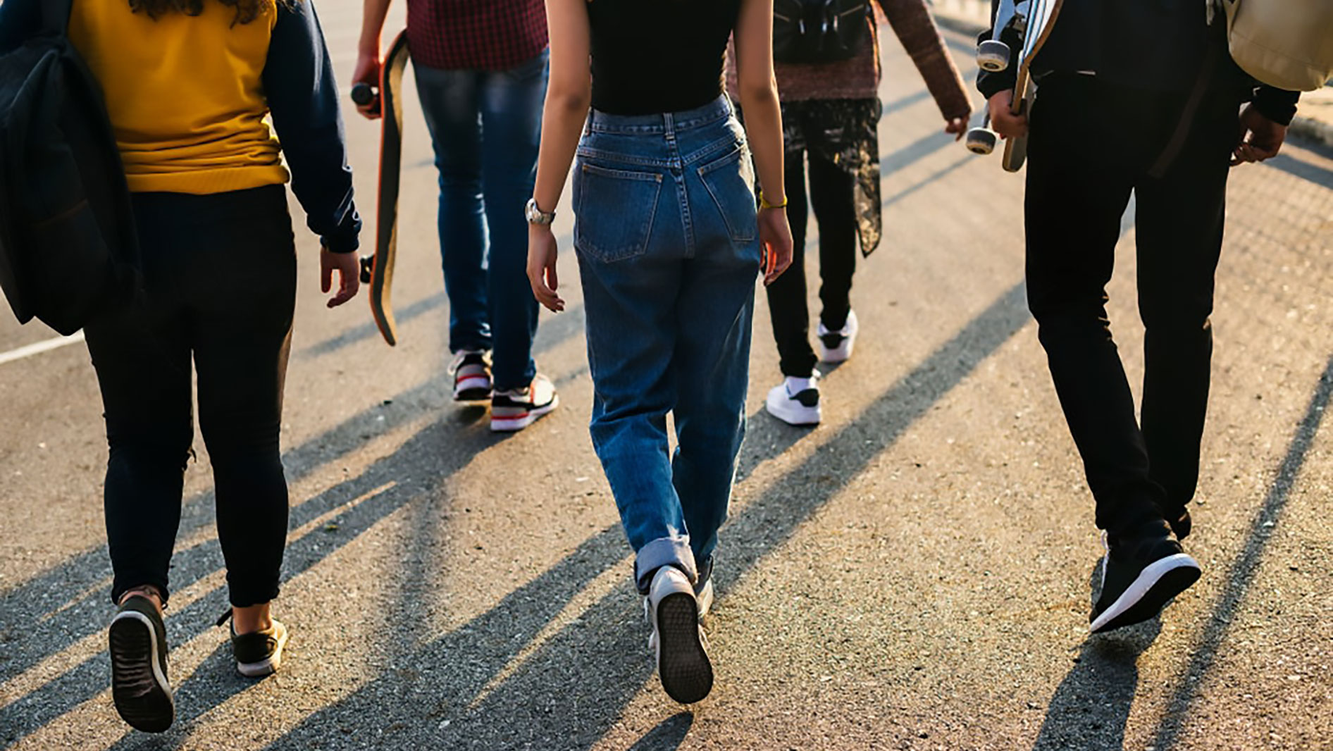 Teenagers walking down the street